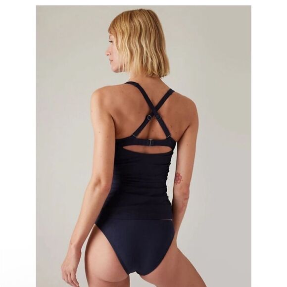 Athleta‎ Square Neck Bra Cup Tankini Sz 34B/C in Black NEW - Picture 4 of 8